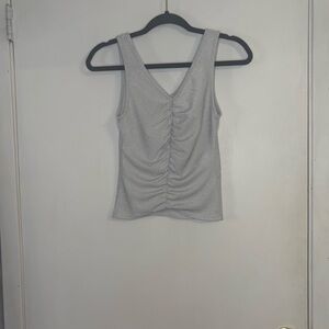 Livi by Olivia Rae Size Medium Silver Sleeveless Ruched Top